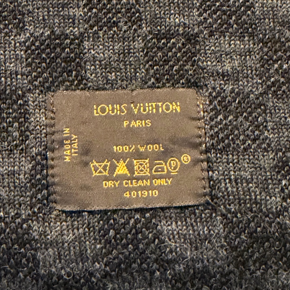 Louis Vuitton Scarf Neo Petit Damier M77988 Scarf Wool Black Men's [a Rank - Picture 6 of 7